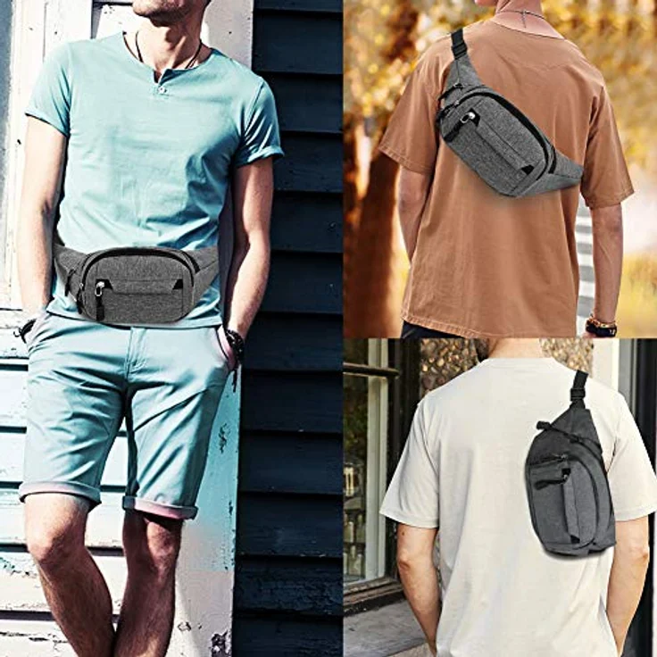 Gadom Bauchtasche Gürteltasche, wasserdichte Laufgürteltasche mit großer Kapazität und Diebstahlschutz, für Herren und Damen, 35cm x 13cm x 9.5cm, ideal für Outdoor-Sport und Reisen – Bild 5