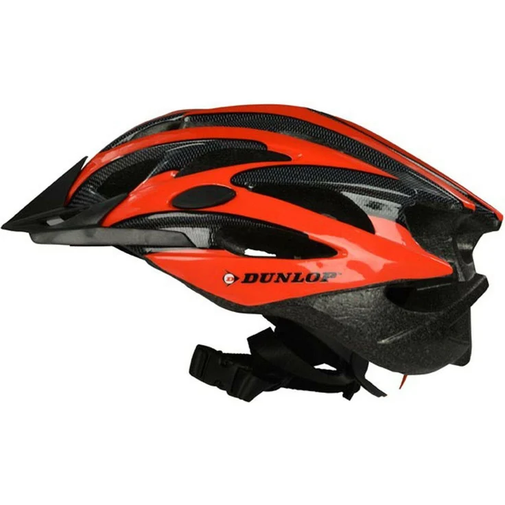 Dunlop MTB Fahrradhelm, verstellbar, rot, 55-58 cm, leicht, CE-zertifiziert, mit abnehmbarem Visier und optimalem Belüftungssystem