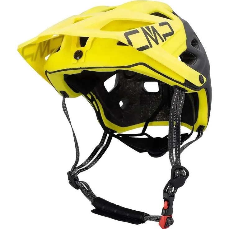 CMP MTB Pro Helmet, gelb fluo, leichter und gut belüfteter Fahrradhelm mit antibakterieller Polsterung und abnehmbarem Visier