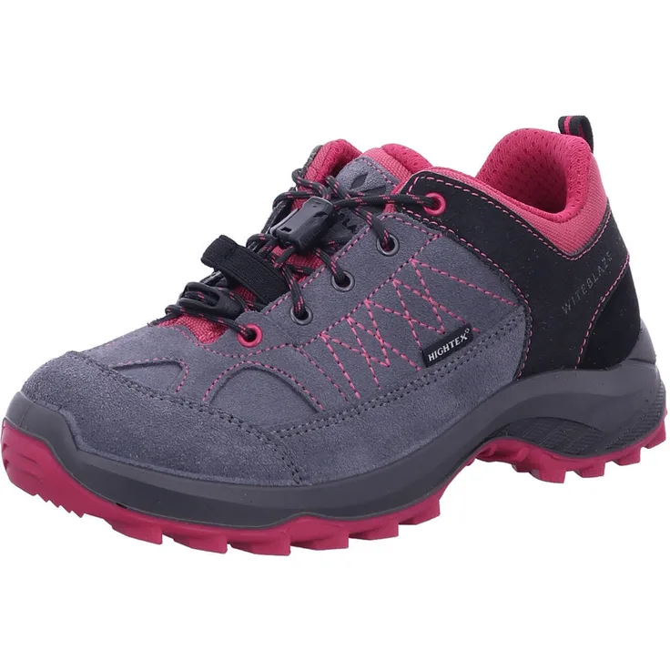 WITEBLAZE PULS LOW JR Kids Wanderschuh, wasserdicht und atmungsaktiv, grau-pink, Größe 35
