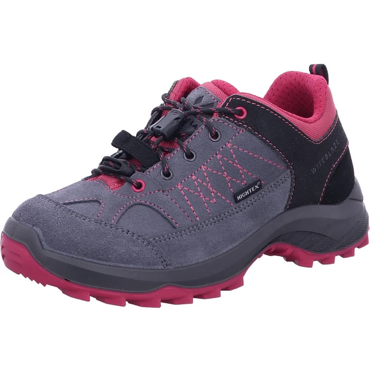 WITEBLAZE PULS LOW JR Kids Wanderschuh, wasserdicht und atmungsaktiv, grau-pink, Größe 35