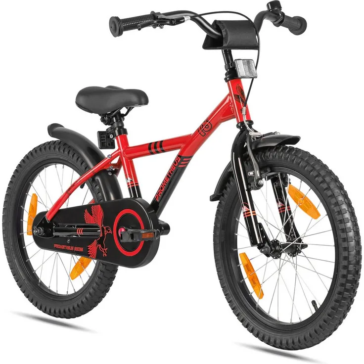 PROMETHEUS BICYCLES Kinderfahrrad HAWK 18 Zoll, 1 Gang, Jungen Mädchen Fahrrad mit Rücktrittbremse und Fahrradständer, TÜV-zertifiziert