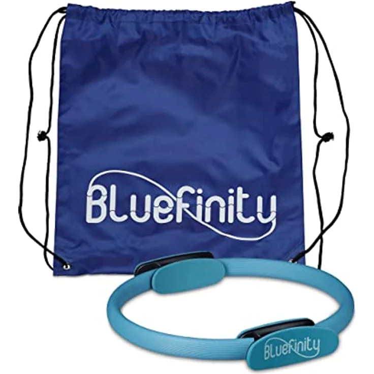 Relaxdays Bluefinity Pilates Ring, Doppelgriff, Gepolstert, D: 39 cm, Fiberglas, Schaumstoff, Yoga Circle, Widerstandsring, türkis, 5.5 x 37 x 39 cm – Bild 1
