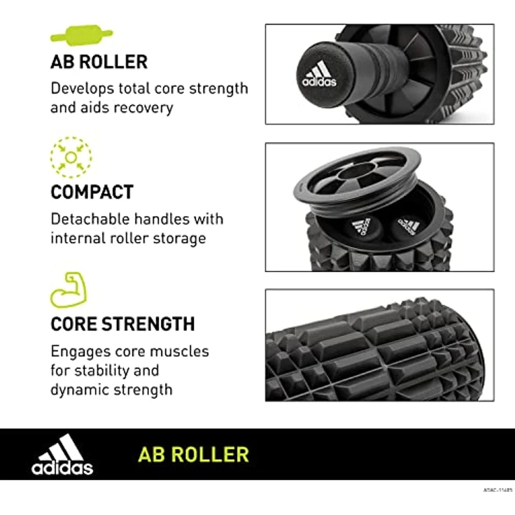 adidas Performance AB-Roller Adidas Training - Foam Ab Roller, Bauchtrainer für Zuhause - Robust & effektiv, weicher Schaumgriff, platzsparend & leicht transportierbar – Bild 2