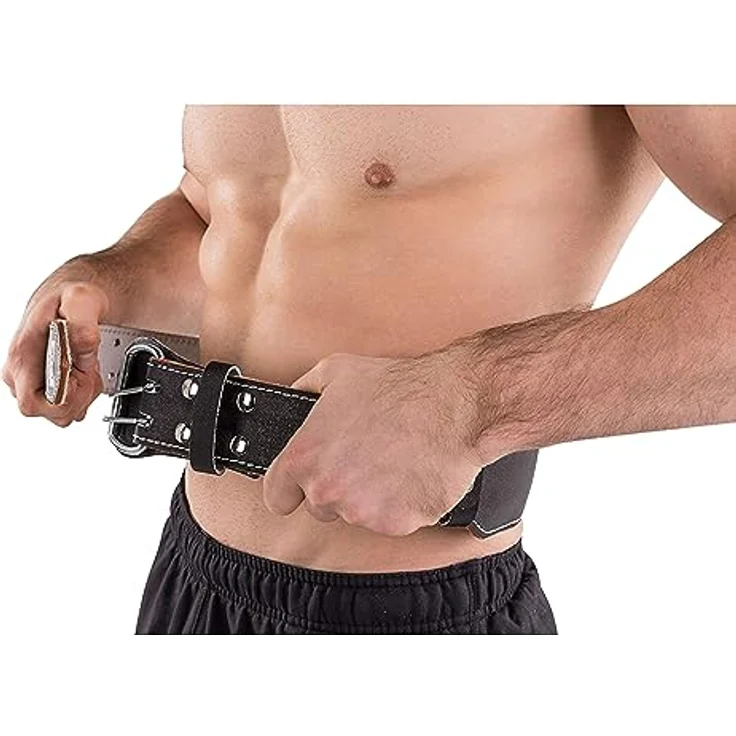 Tunturi Gewichthebergürtel 90 cm, Echtleder Gürtel für Krafttraining – Bild 3