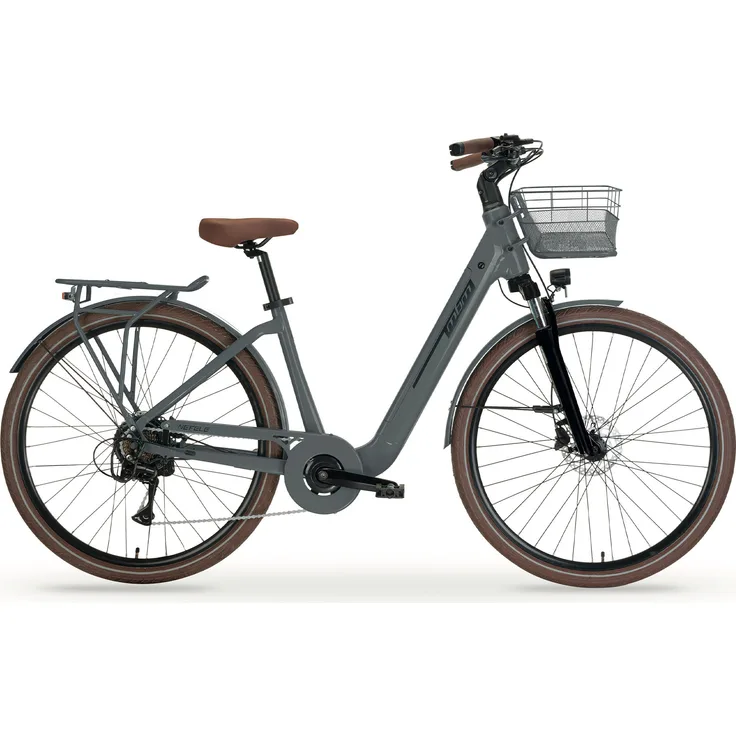 MBM Elektro-Citybike NEFELE 26 Zoll, grau, mit 7-Gang Shimano Schaltung, 15Ah Akku und hydraulischen Scheibenbremsen