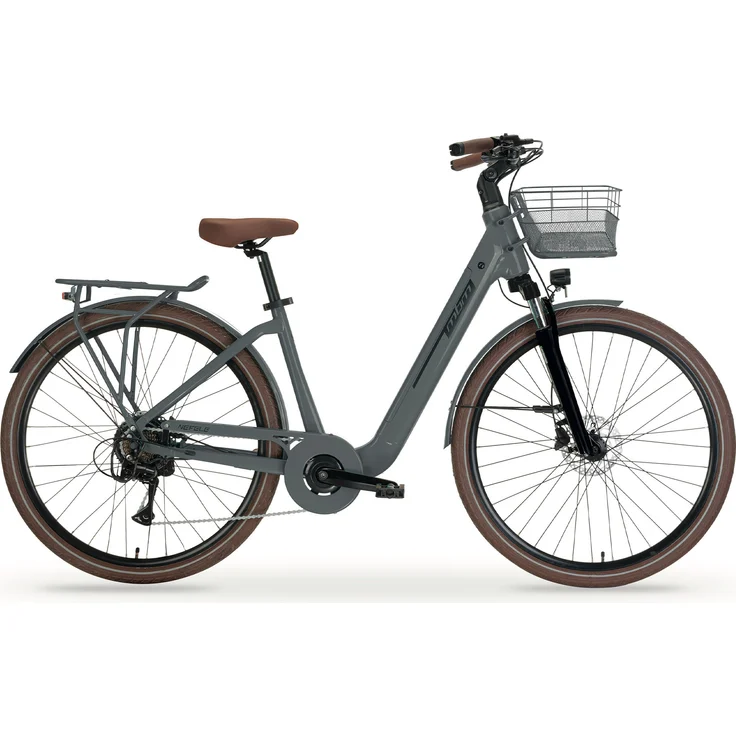 MBM Elektro-Citybike NEFELE 26 Zoll, grau, mit 7-Gang Shimano Schaltung, 15Ah Akku und hydraulischen Scheibenbremsen
