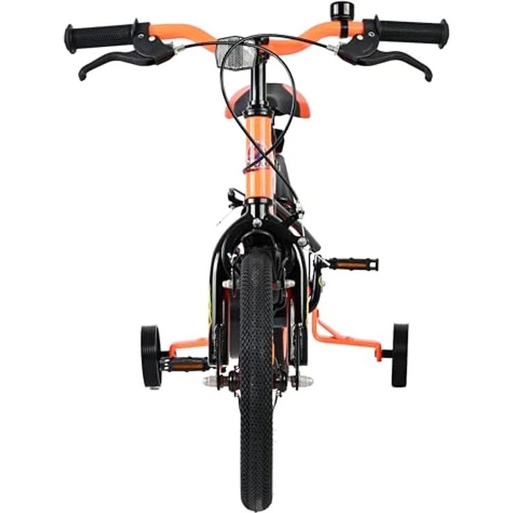 Volare Strike 14 Zoll Kinderfahrrad für Jungen – Schwarz-Orange, 2 Handbremsen, abnehmbare Stützräder, geschlossener Kettenschutz, Reflektoren vorne und hinten – Bild 7