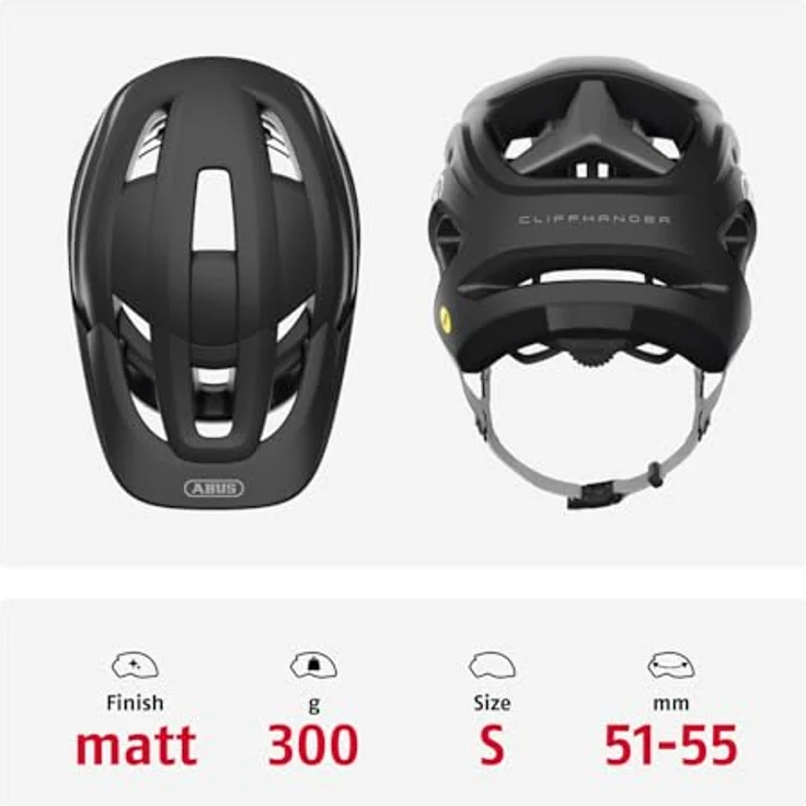ABUS MTB-Helm Cliffhanger MIPS, Fahrradhelm mit MIPS Aufprallschutz, großen Lüftungsöffnungen, leicht, Schwarz, Größe S – Bild 3