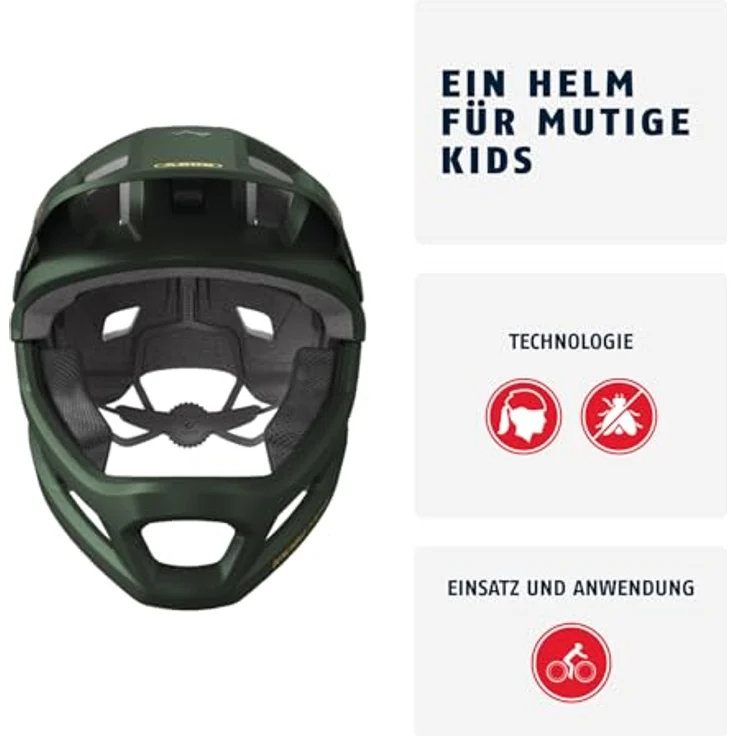 Abus YouDrop FF, Fullface-Velohelm für Kids, Größe 48 - 55 cm mit abnehmbarem Kinnschutz und Belüftungssystem – Bild 2