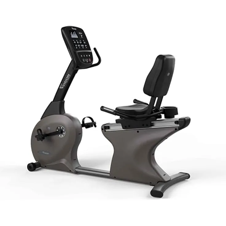 Vision Fitness R60 Halbliege-Ergometer, stromloser Generatorbetrieb, bis 182 kg, 25 Widerstände, LED-Konsole