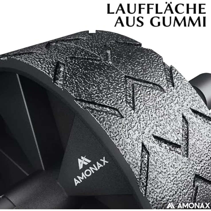 Amonax Bauchroller, bauchtrainer ab roller, bauchmuskeltrainer ab wheel set, mit Rutschfester, inkl. gut gepolsterter Kniematte/Knieauflage, für Männer und Frauen, Bauchmuskeltraining (Schwarz) - Preisvergleich – Bild 2