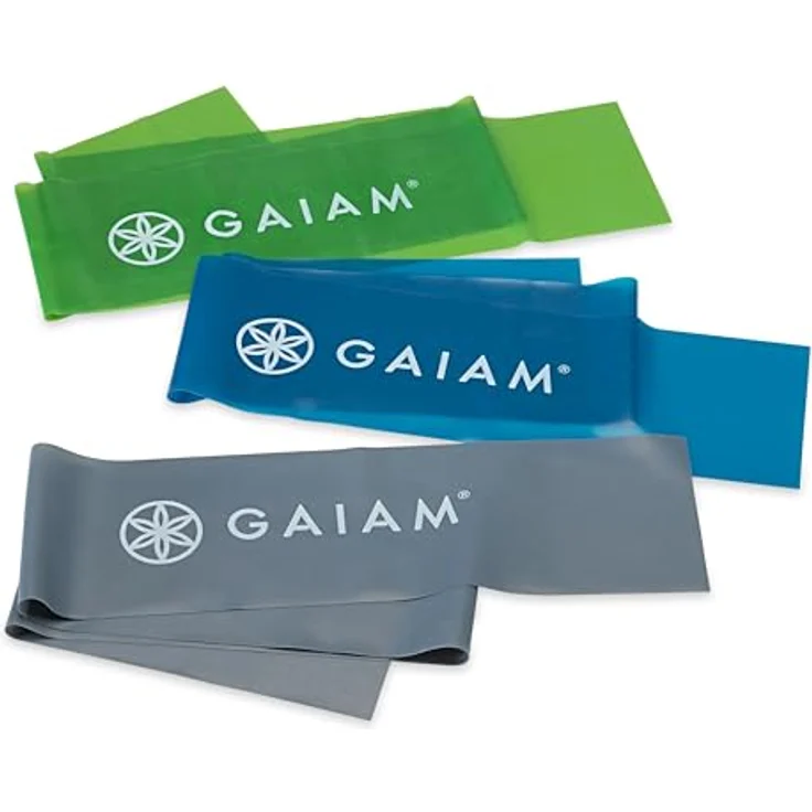 Gaiam Massage-Therapie Restore Strength and Flexibility Kit, drei farbkodierte Pilates-Bänder für verbesserte Flexibilität und Beweglichkeit, inklusive Übungsanleitung – Bild 1