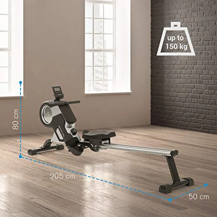 CAPITAL SPORTS Rudergerät, Rudermaschine mit 105cm Alu-Gleitbahn, 8-Stufigem Magnetwiderstand, Klappbar, Schwarz – Bild 5