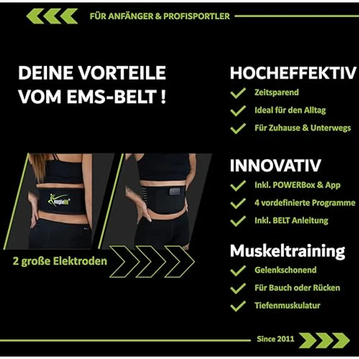 eaglefit - Effektiver EMS-Belt Bauchtrainer für Zuhause – Fitness Bauchmuskeltrainer Trainingsgerät für gezieltes Bauch & Rücken Training (Elektrostimulation) Bauch Trainer Gürtel elektrisch inkl. App – Bild 4