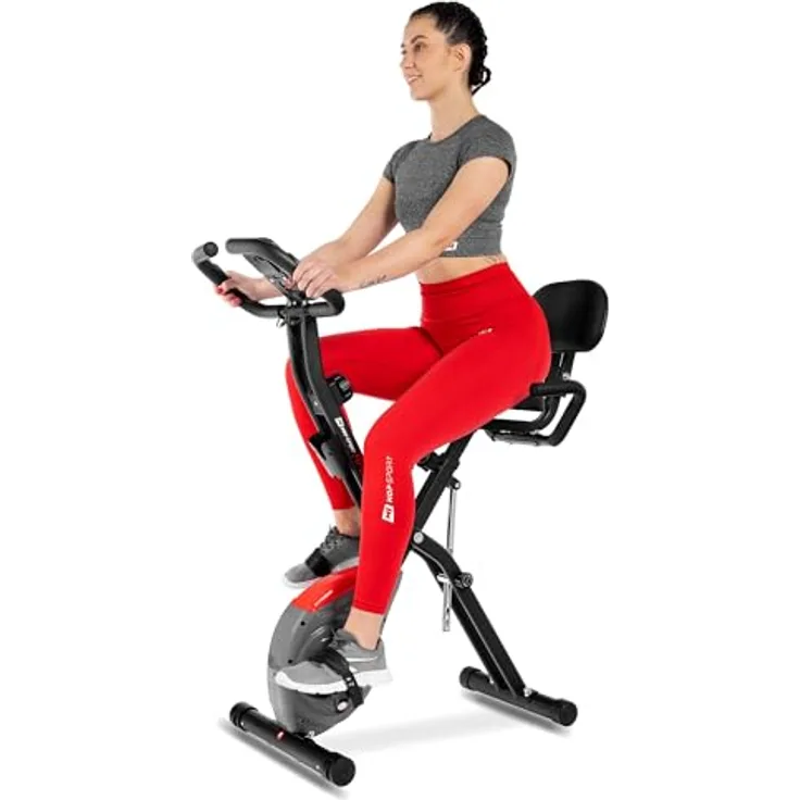 HS HOP-SPORT Hop-Sport Heimtrainer HS-3030X Apeks, klappbarer Heimtrainer Fahrrad, Hometrainer mit LCD-Display und magnetischem Widerstand - 10 Widerstandsstufen (Grau)