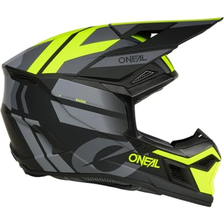 O'Neal 3SRS Helm Ride V.26, MX- und Enduro-Helm mit ABS-Konstruktion, schwarz/grau/neon gelb, Größe XS – Bild 4