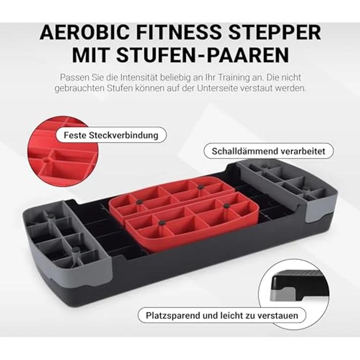 MSPORTS Steppbrett Home inkl. Übungsposter + Workout App GRATIS | 2 - Fach höhenverstellbar Studio Stepper (Schwarz) - Preisvergleich – Bild 4