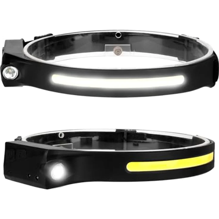 Eaxus Stirnflex Pro, LED Stirnlampe mit COB Weitwinkel, Handsensor und 5 Lichtmodi, USB wiederaufladbar, 350 Lumen, wetterfest für Camping, Angeln und Joggen – Bild 1