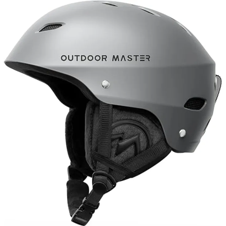OutdoorMaster Kelvin Skihelm, Snowboardhelm für Herren, Damen & Jugendliche, verstärkte ABS-Schale, stoßabsorbierender EPS-Kern, optimal belüftet, Größe M, grau