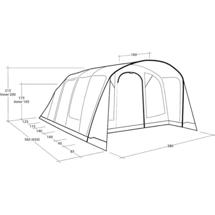 Outwell Colorado 6 Air, 6-Personen Tunnelzelt mit wasserdichtem Zeltboden und abgedunkelten Schlafkabinen – Bild 5