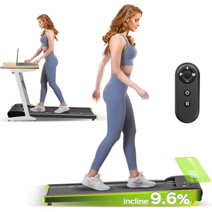 TurboTronic Walking Pad & Gehtrainer bis 6 km/h, 2 Steigungsstufen, 4 Programme, LED-Display & Fernbedienung, bis 120 kg, ultraflaches Laufband für Büro & Zuhause