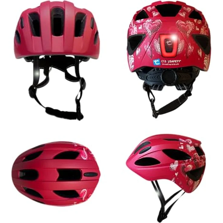 Crazy Safety Cool Heart, Kinder Velohelm mit ergonomischem Design und verbessertem Schutz, bunt – Bild 2