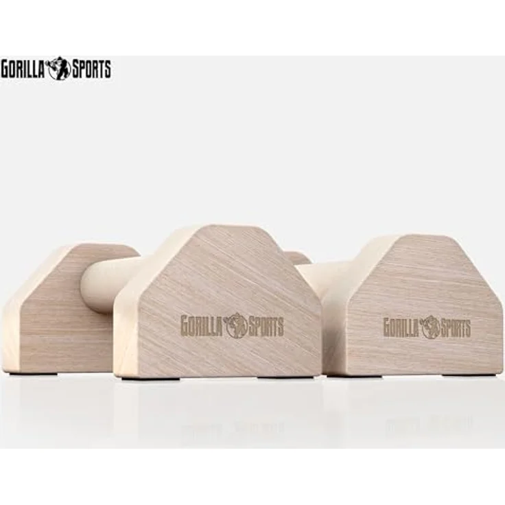 GORILLA SPORTS® Liegestützgriffe - 2er Set aus Holz, rutschfest, bis 300kg Belastbar, inkl. Tragetasche - Calisthenics Equipment, Parallettes, Push Up Bars, Liegestütze Barren – Bild 4