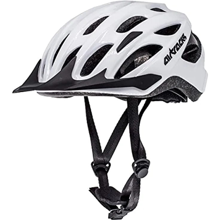 Airtracks Fahrradhelm Star K-60, In-Mould-Technologie, Unisex, Größe S/M (53cm-58cm), Weiß, 270g, 25 Belüftungsöffnungen