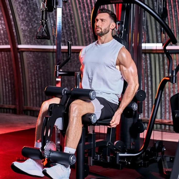 HAMMER Kraftstation Autark 6800 ´26, Studio-Trainingsturm mit 100 kg Gewichtsblock, Beinpresse, 10-fach verstellbarem Kabelzug und Butterfly-System – Bild 4