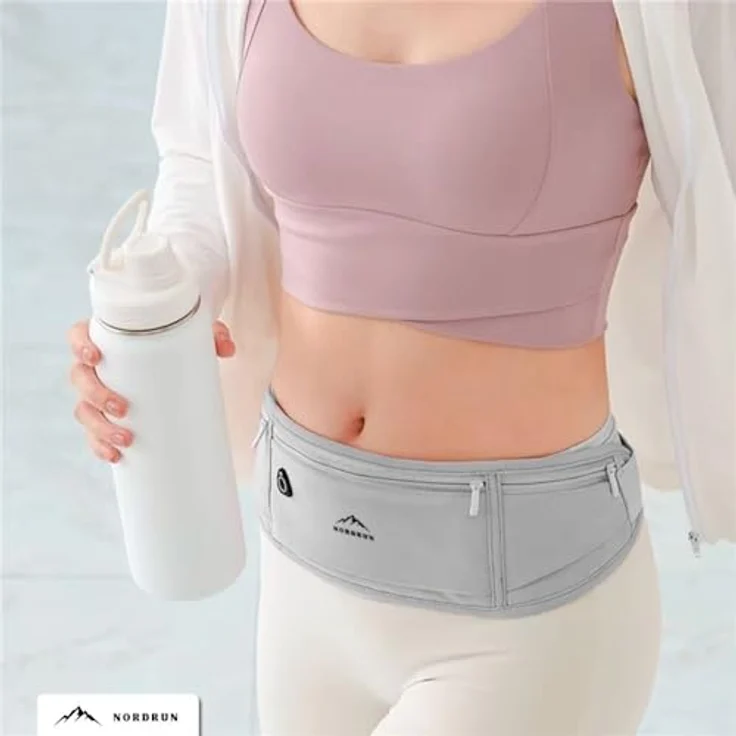 NORDRUN Laufgürtel für alle Handys, verstellbar, wasserdicht, elastischer Gürtel für Taillengrößen 69-110 cm, große Kapazität, inklusive rosa und schwarzem Gürtel – Bild 5