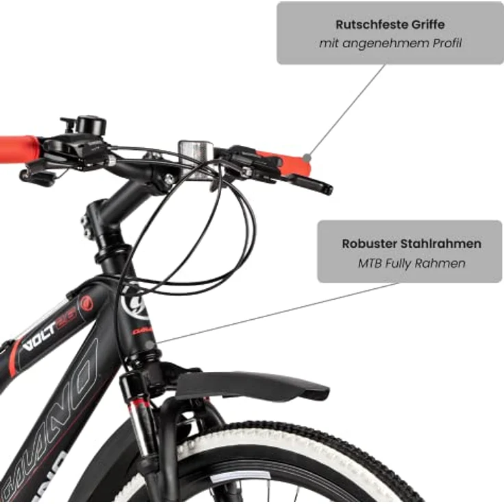 Galano Volt DS Mountainbike Fully, 26 Zoll, 21 Gang, für Jugendliche ab 160 cm, Farben: weiß/grün, schwarz/grün, schwarz/rot – Bild 6