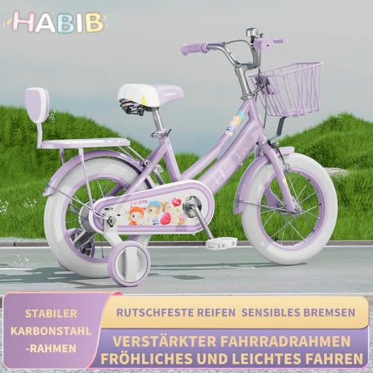 Habib Gruppe Kinderfahrrad, Komplettset mit Schutz-Set und höhenverstellbarem Sattel, pink – Bild 3