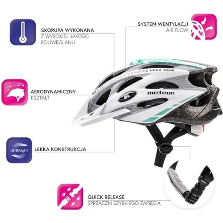 Meteor Drizzle Fahrradhelm, MTB Rollerhelm für Herren, Damen und Kinder, L 58-61 cm, schwarz/neongrün – Bild 8
