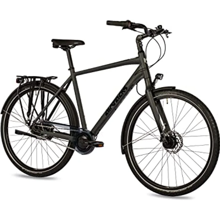 Airtracks Herren XXL City Fahrrad CI.2880 bis 150 kg Shimano Nexus 7 Gang Nabendynamo - Schwarz Matt - Rahmenhöhen 56cm 60cm - 60cm (Körpergröße 185-195cm)