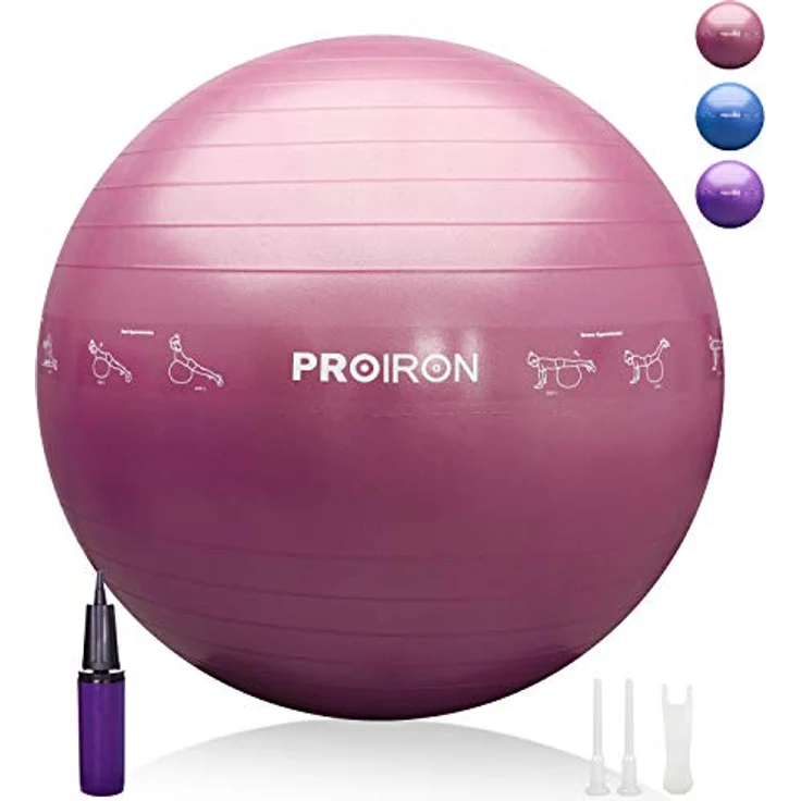 PROIRON Gymnastikball Pezziball Sitzball Büro mit Lehrposen, Anti-Burst Stabilitätsball Yoga Ball Stuhl 55/65/75 cm mit Pumpe und Stecker – Bild 1