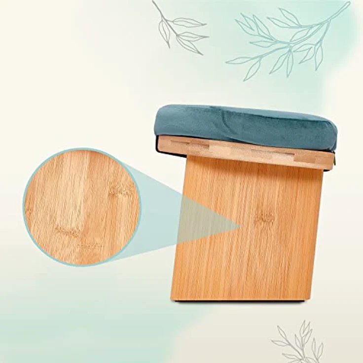 Zen Power Yoga Bench, klappbare Yoga Bank aus Holz, ergonomische Meditationsbank, Gebetshocker für spirituelle Momente im Alltag, bequem und weich gepolstert, Yoga-Zubehör – Bild 4