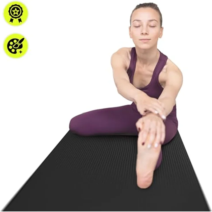 HyperMotion Yogamatte HYP58 YOGA MAT 0.8B, NBR-Schaumstoff, 183x61x0,8 cm, Schwarz, mit Tragegurt – Bild 7