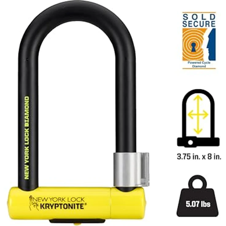 Kryptonite Diamond Standard, Veloschloss mit 26 mm diamantenbeschichtetem Stahlschäkel, winkelschleifer-resistent, inkl. Flexframe-U-Bracket – Bild 2