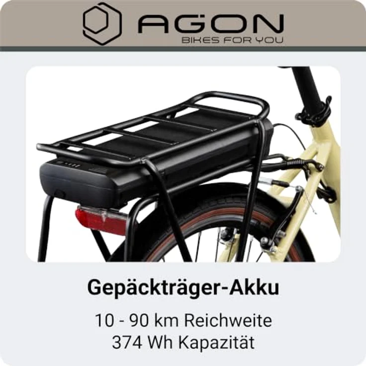 Agon Assist E-Bike City, Aluminium Tiefeinsteiger mit 250 W Motor, elfenbein, 28 Zoll, 374,4 Wh Akku, 5 Unterstützungsstufen – Bild 3