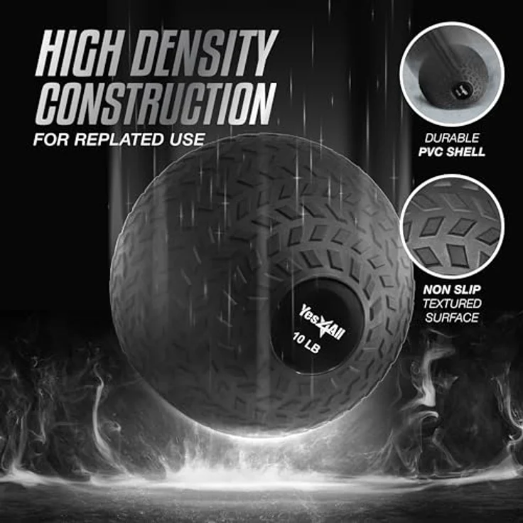 Yes4All Slam Ball Ball-Tread-Black-10lbs, Schwarz, 4.54kg – Bild 3