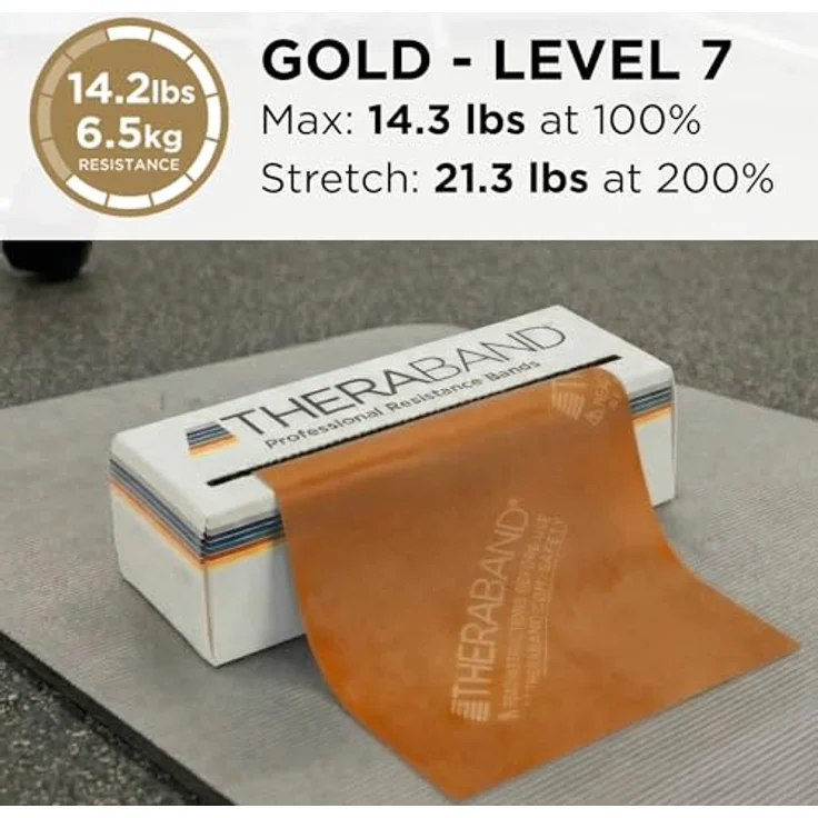THERABAND Widerstandsband 5.5m, Beige (Sehr Leicht) - Latex-Fitnessband für Anfänger, Physiotherapie & Reha – Bild 3