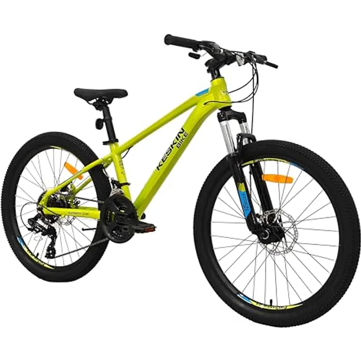 Keskin HT MTB1 24" Kinder Mountainbike – 21-Gang, Aluminiumrahmen, 2.35" Luftreifen, hydraulische Scheibenbremsen, Neongrün