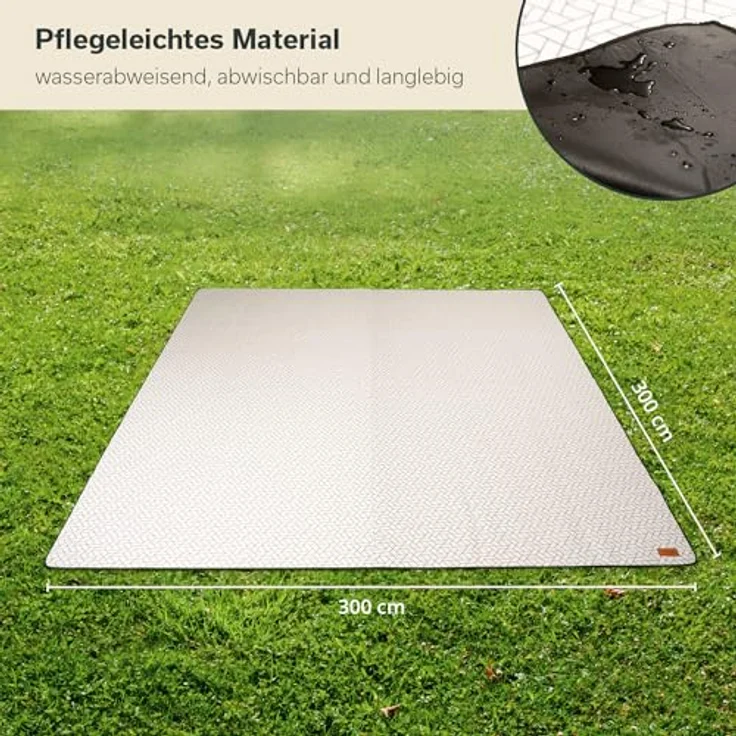 Skandika Zeltteppich 300 x 300 cm | Outdoor Teppich mit Softtouch-Fleece, wetterfest & wasserdicht, mit Aufbewahrungstasche | Camping Zubehör, Wohnwagen, geometrisches Muster, blau – Bild 2