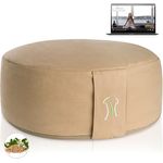 BACKLAxx® Yoga Kissen, Meditationskissen XL Ø35cm [30% mehr Sitzfläche], 15cm hoch mit Buchweizenfüllung, perfektes Meditation Zubehör, Yogakissen rund inkl. Videokurs - Pouf Sitzkissen Boden