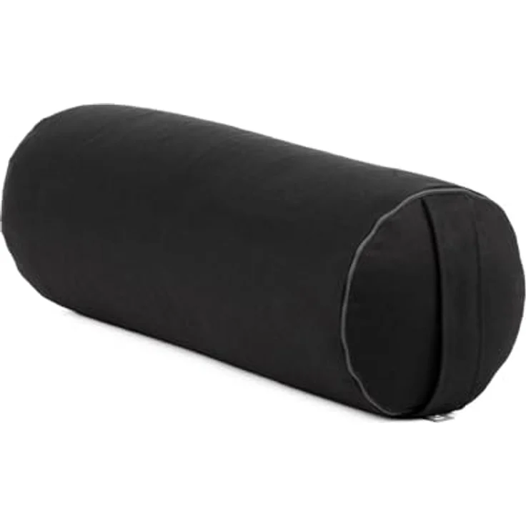 Bodhi Yoga Bolster, 100% Bio-Baumwolle, runde Yogarolle mit Bio-Dinkelfüllung, waschbar, Größe 65 x 20 cm, schwarz – Bild 1