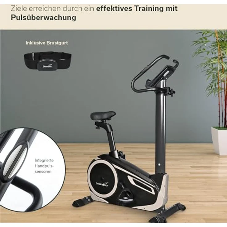 Skandika Ergometer Morpheus | Heimtrainer für Zuhause, 12 kg Schwungmassensystem, 32 Levels, 24 Programme, App Kompatibel mit Kinomap, Pulsgurt, Tablethalterung | Indoor Fahrrad bis 150 kg – Bild 5