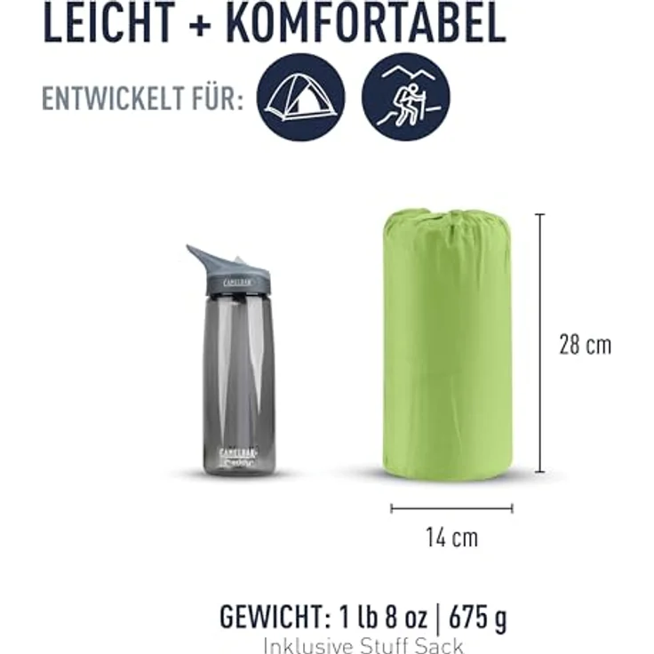 Sea to Summit Comfort Light Self Inflating Isomatte Regular, rutschfeste Schlafmatte mit Delta Core-Technologie, 2,5 Jahreszeiten, grün, 650g – Bild 2