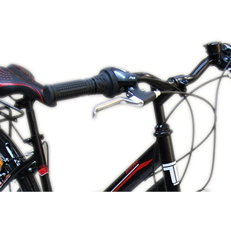 Talson 28 Zoll City-Fahrrad 21-Gang-Shimano-Schaltung mit Beleuchtung und Gepäckträger, Schwarz – Bild 3
