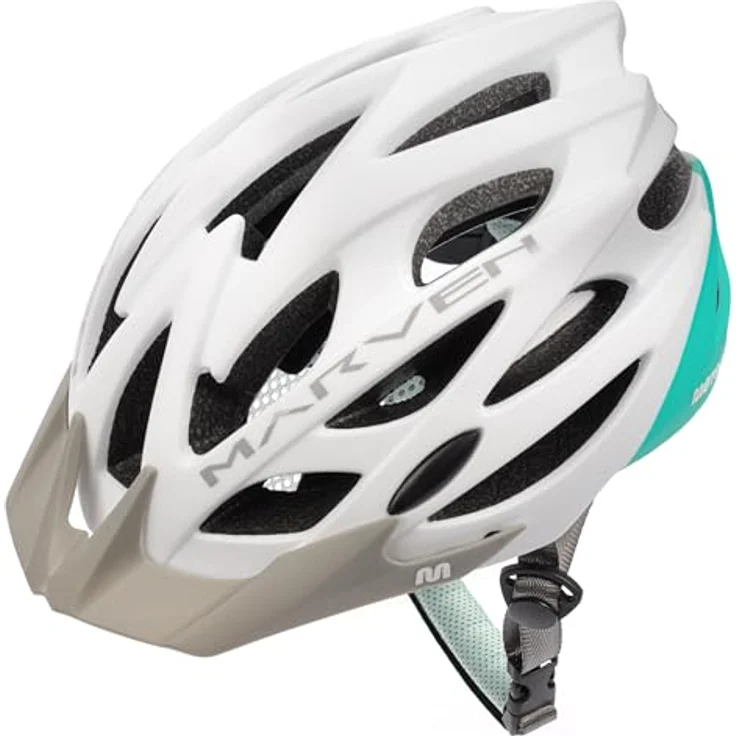 Meteor Unisex Fahrradhelm, Mountainbike Inliner Skaterhelm, Gr.-L (58-61cm), Weiß-Mint, mit Luftdurchlass- und Fliegennetz-System – Bild 3